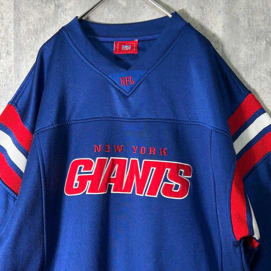 希少 NY GIANTS 長袖 ジャージ ゲームシャツ 刺繍ロゴ NFL