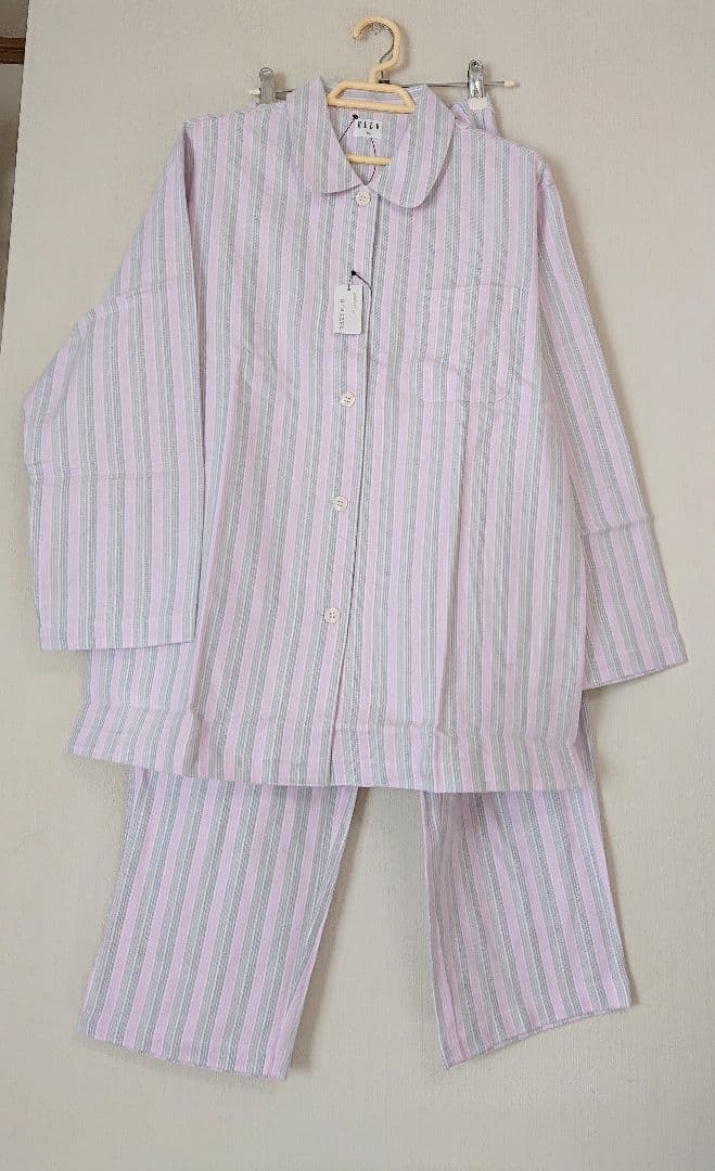 新品 ELLE ピンク ネル素材 ストライプ