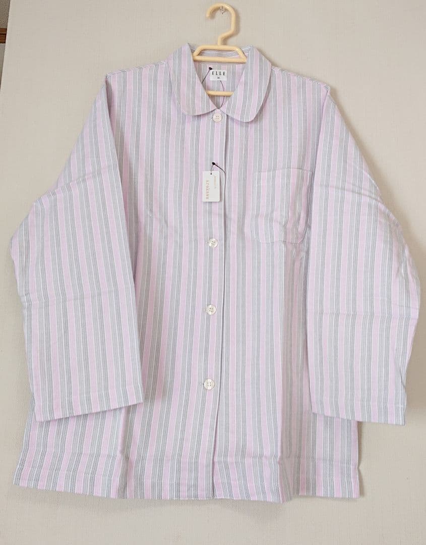 新品 ELLE ピンク ネル素材 ストライプ