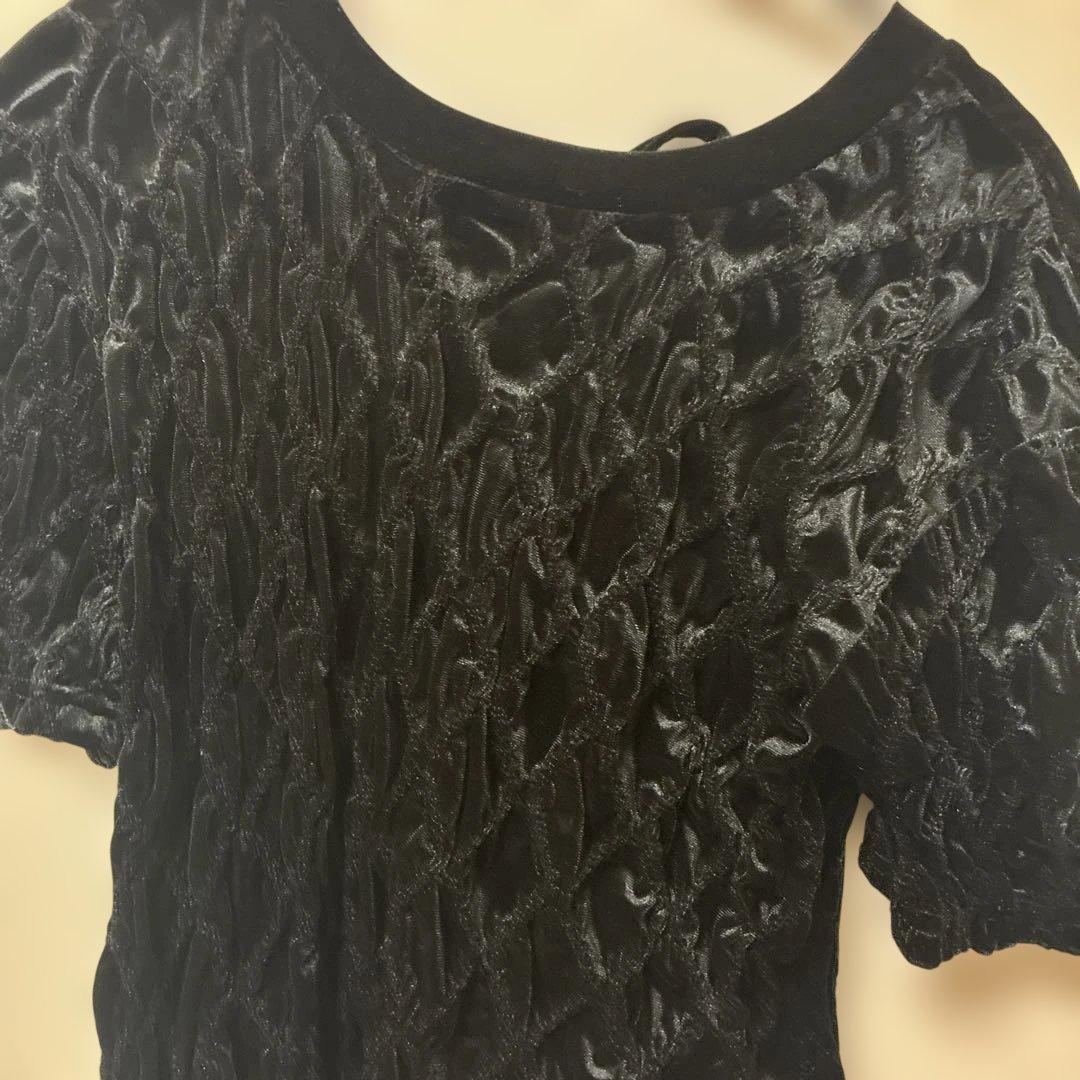 Maison Special ベロアシャーリングトップス　ブラック