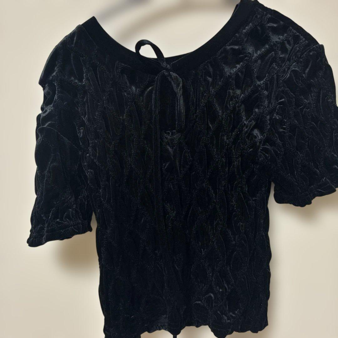 Maison Special ベロアシャーリングトップス　ブラック