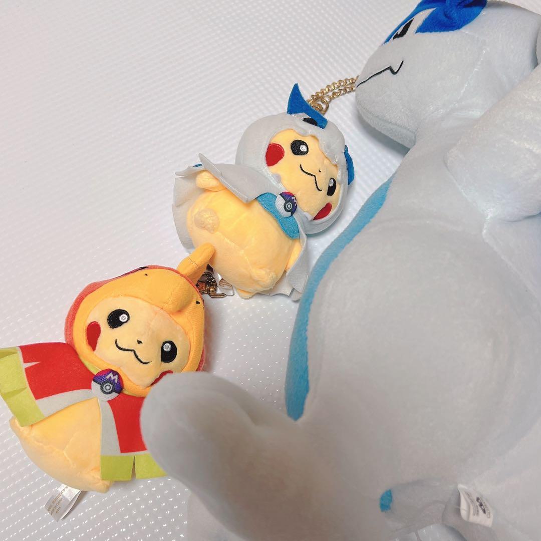 ピカチュウ ルギア　ホウオウ　ポケモン　ぬいぐるみ　ポンチョを着たピカチュウ