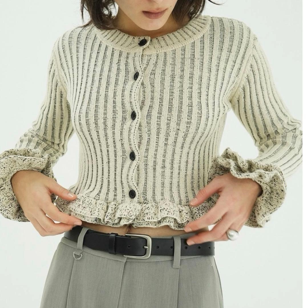 正規品　CLANE W FACE SHORT FRILLED KNIT TOPS