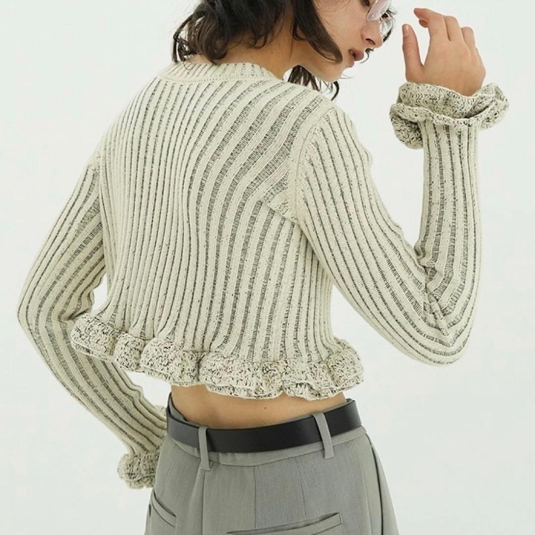 正規品　CLANE W FACE SHORT FRILLED KNIT TOPS