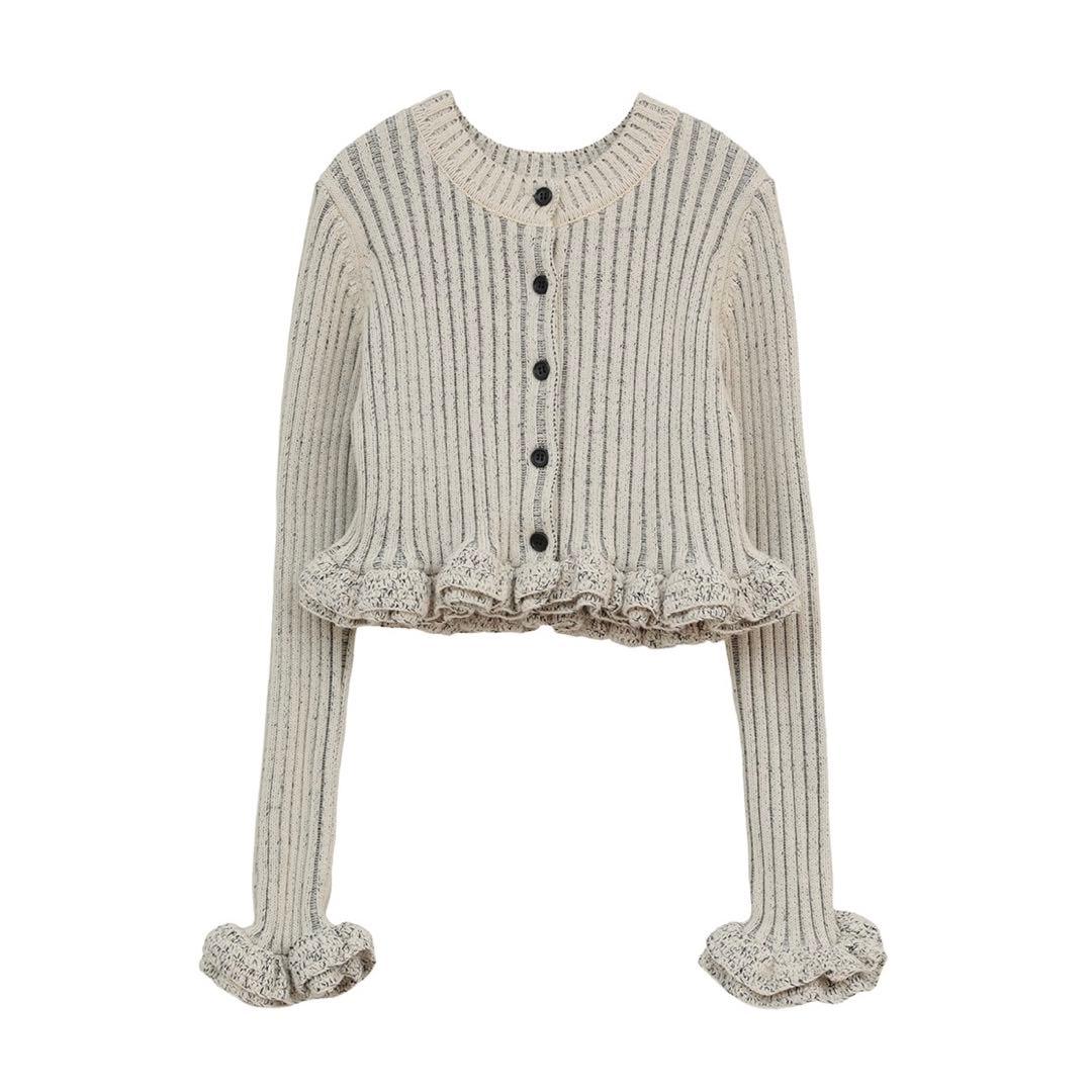 正規品　CLANE W FACE SHORT FRILLED KNIT TOPS