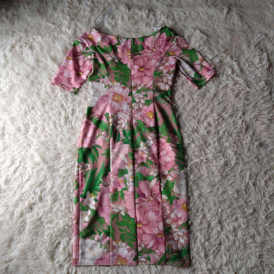 美品✨タダシショージ　ワンピース　ストレッチ　ボタニカル　マルチカラー