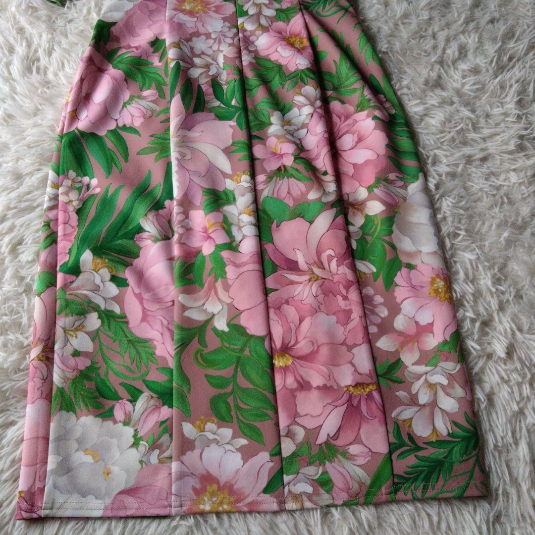 美品✨タダシショージ　ワンピース　ストレッチ　ボタニカル　マルチカラー