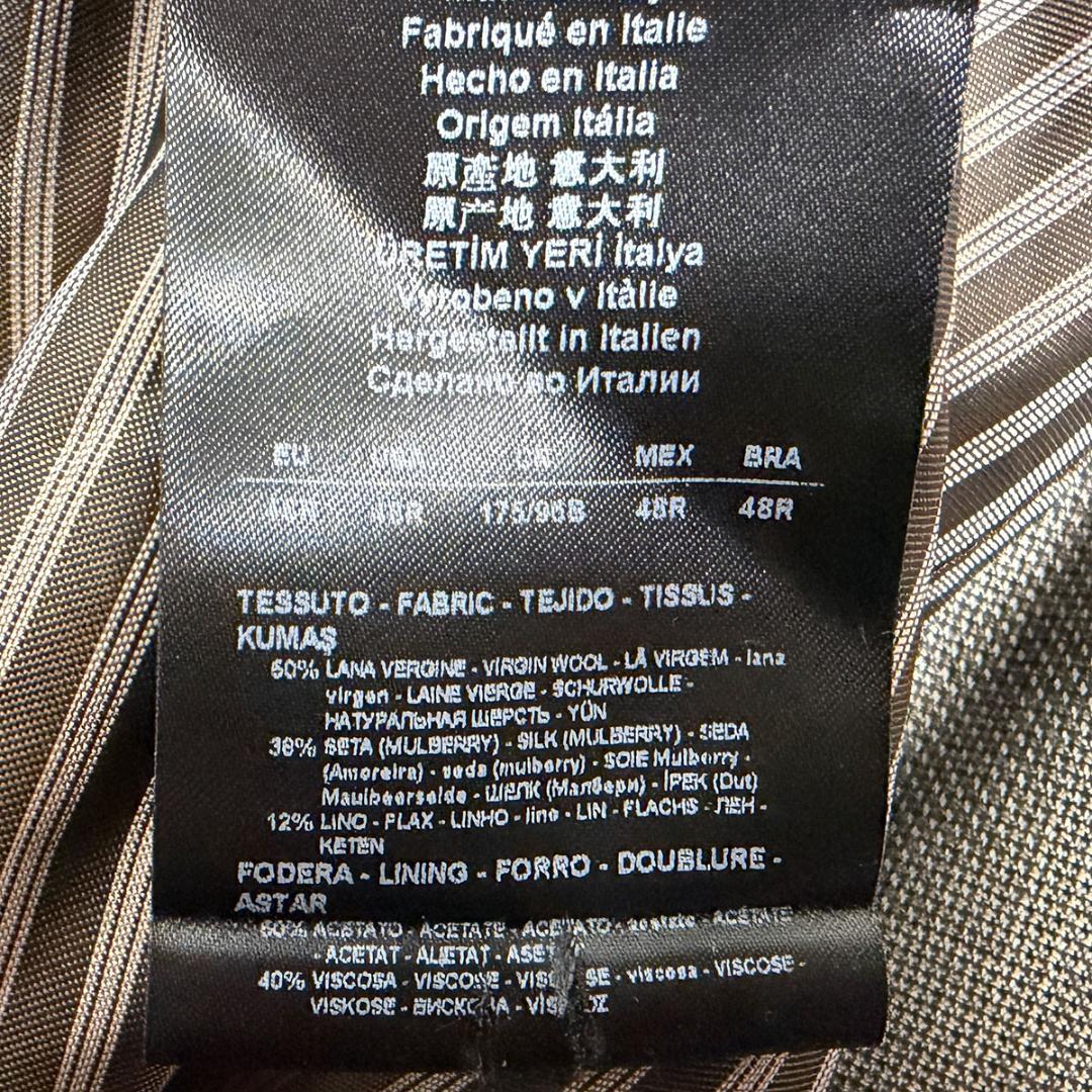 J6107 美品 ジョルジオアルマーニ チェック柄ダブルジャケット グレー系48