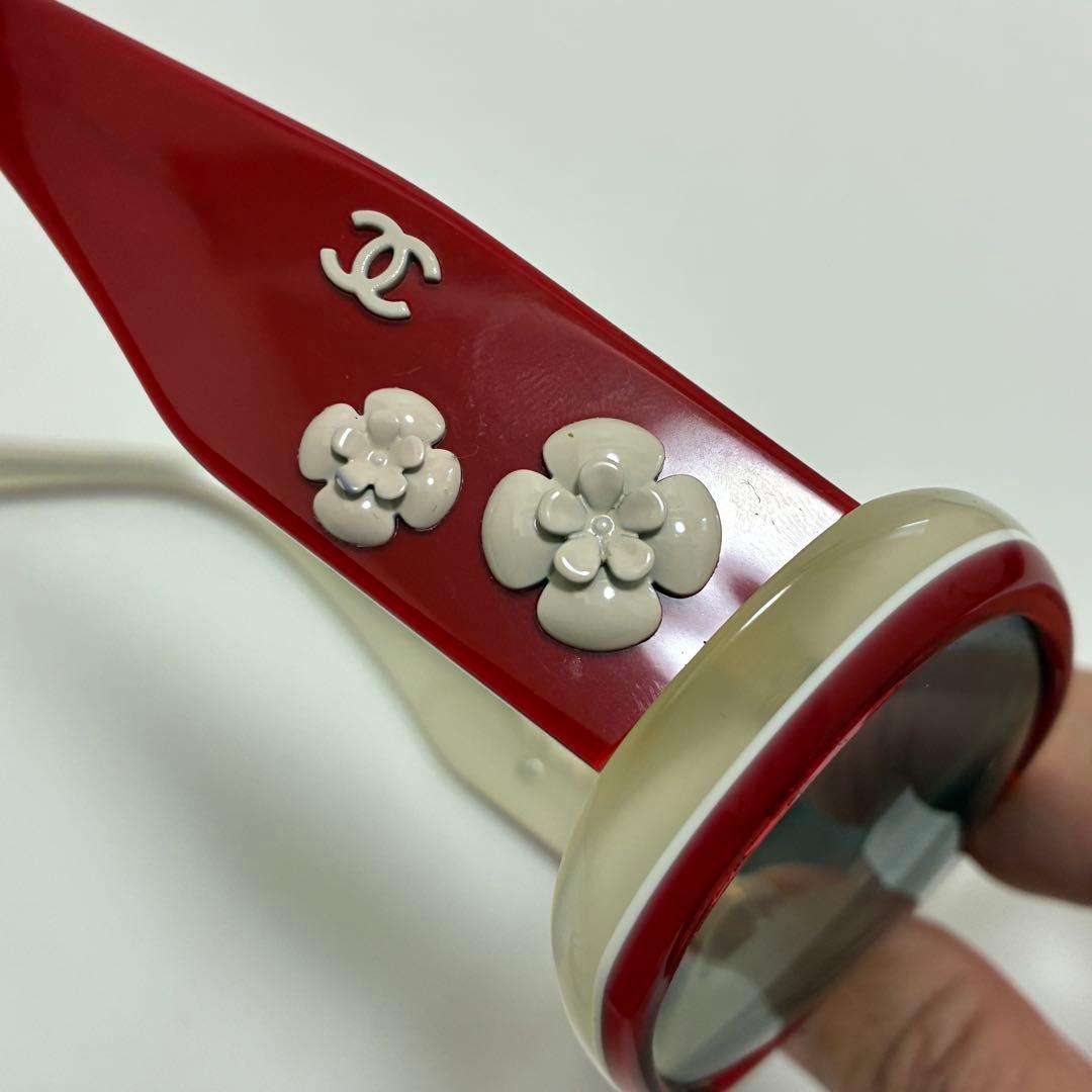 CHANEL シャネル☆ココマーク カメリア レッド バイカラー サングラス
