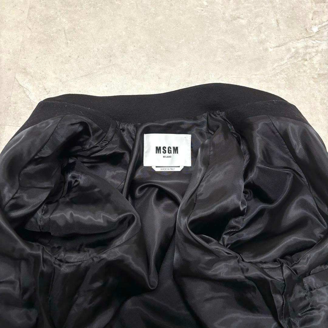 MSGM エムエスジーエム ロゴ刺繍 メルトンジャケット MA-1 ブラック