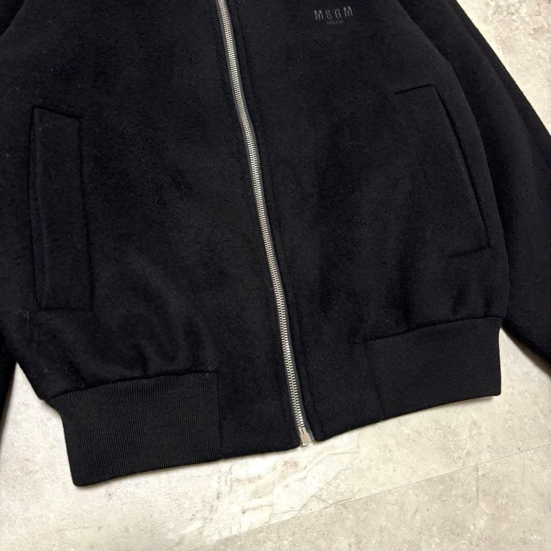 MSGM エムエスジーエム ロゴ刺繍 メルトンジャケット MA-1 ブラック