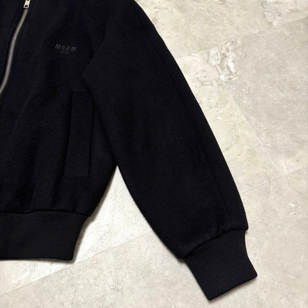 MSGM エムエスジーエム ロゴ刺繍 メルトンジャケット MA-1 ブラック