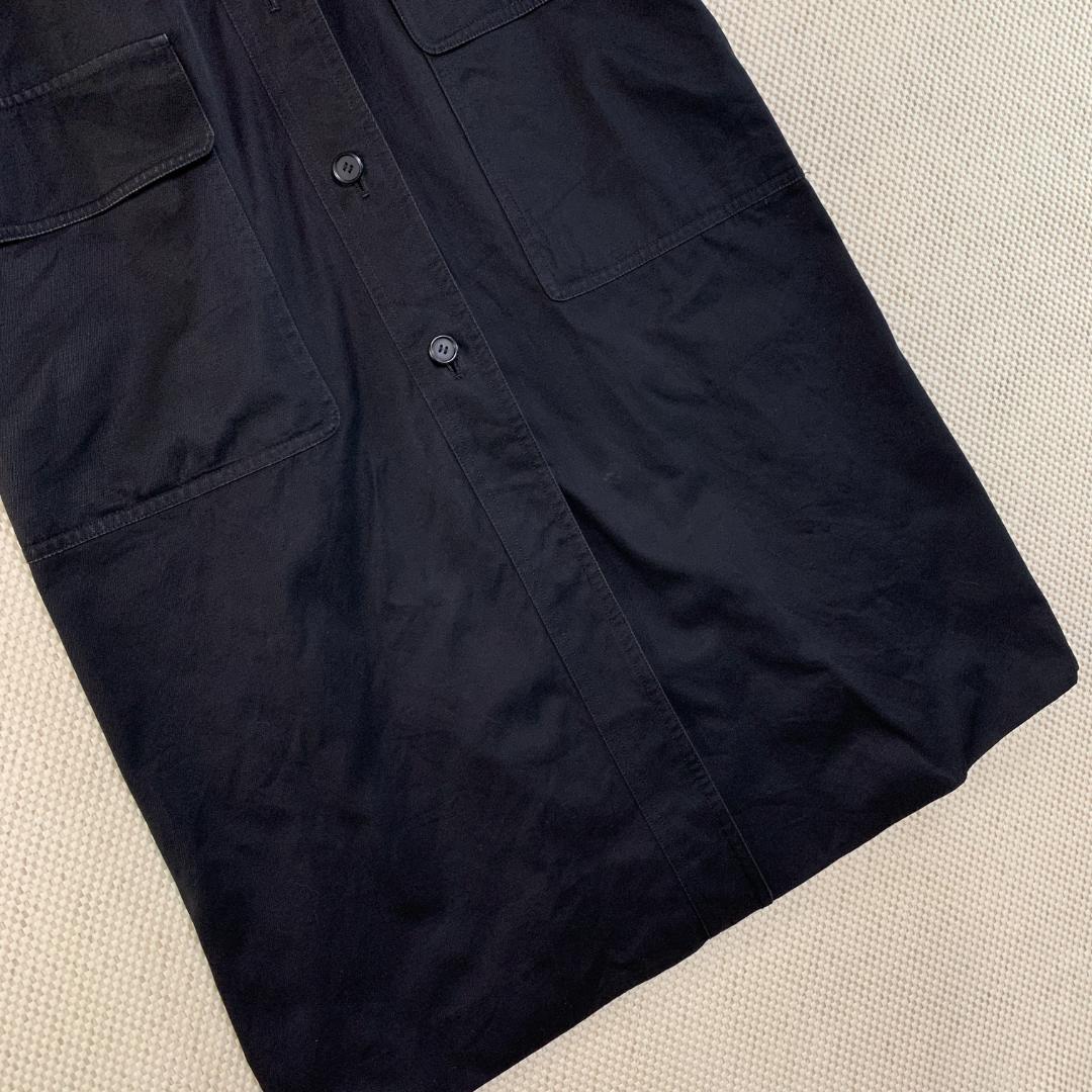 イヴサンローラン トレンチコート ロングコート 綿 黒 M 古着