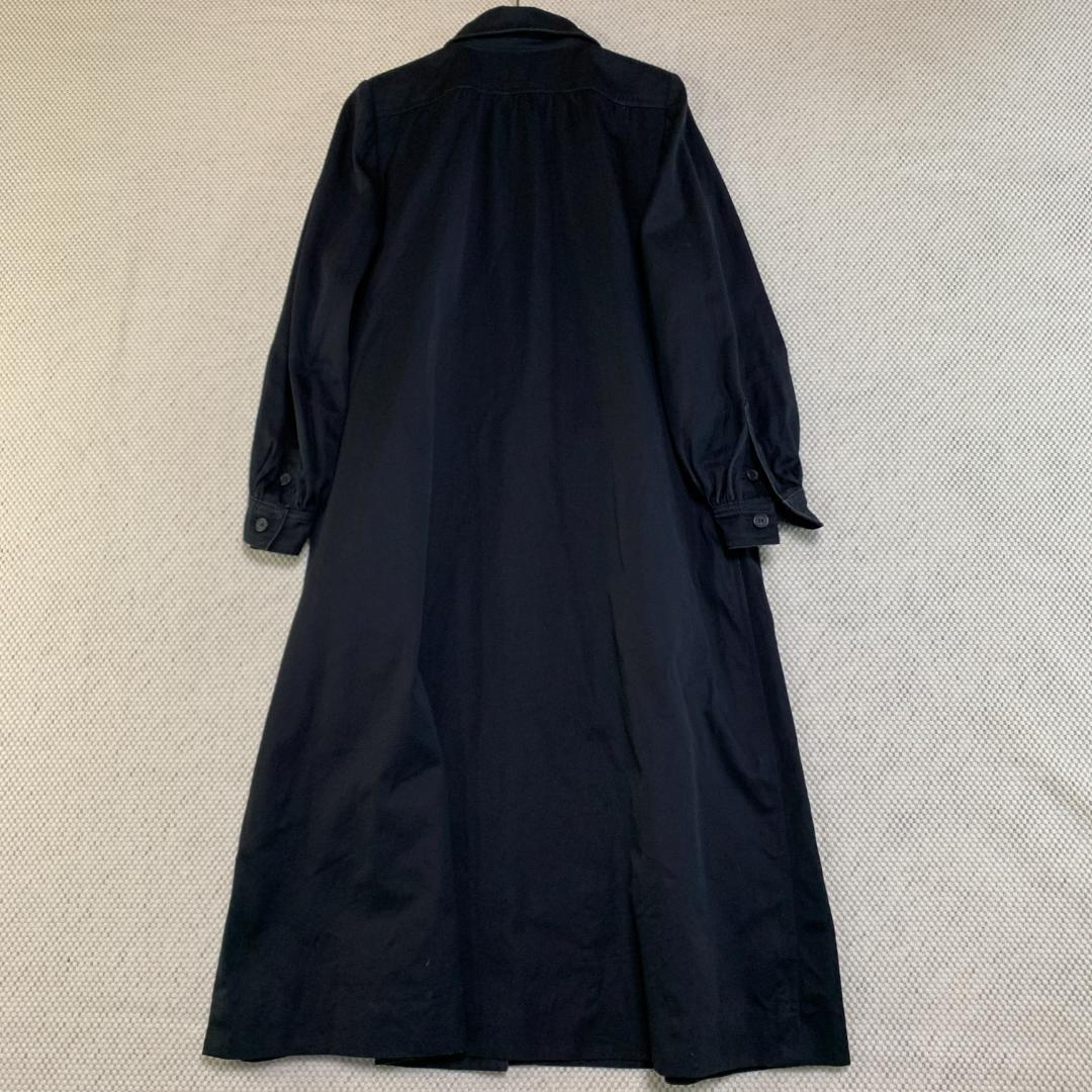 イヴサンローラン トレンチコート ロングコート 綿 黒 M 古着
