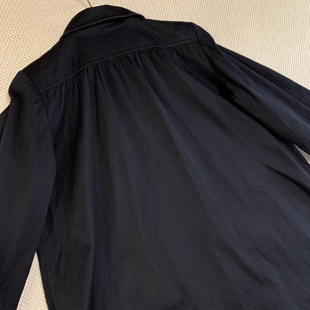 イヴサンローラン トレンチコート ロングコート 綿 黒 M 古着