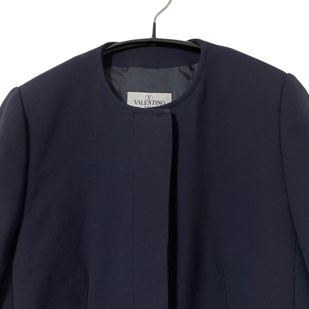 美品 VALENTINO ヴァレンティノ ノーカラーロングコート 比翼 ウール