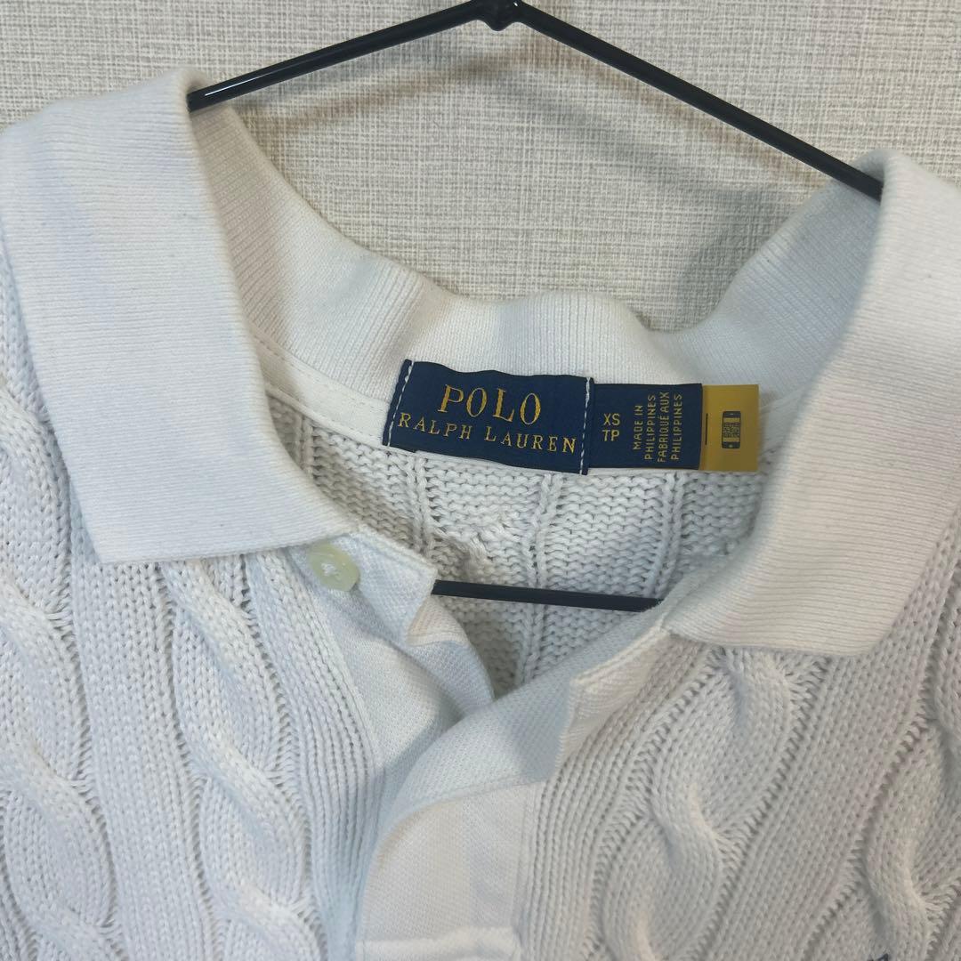 Polo Ralph Lauren ホワイト　ケーブルポロシャツ XS(S相当)