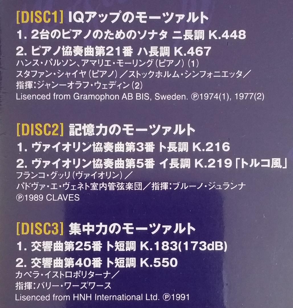 新品 頭の良くなるモーツァルト[5CD] IQ/記憶力/集中力/創造力/自信回復