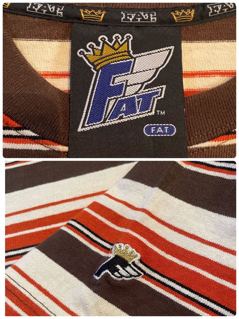 F.A.T tシャツ ボーダー ロゴ y2k ビッグサイズ FAT tシャツ