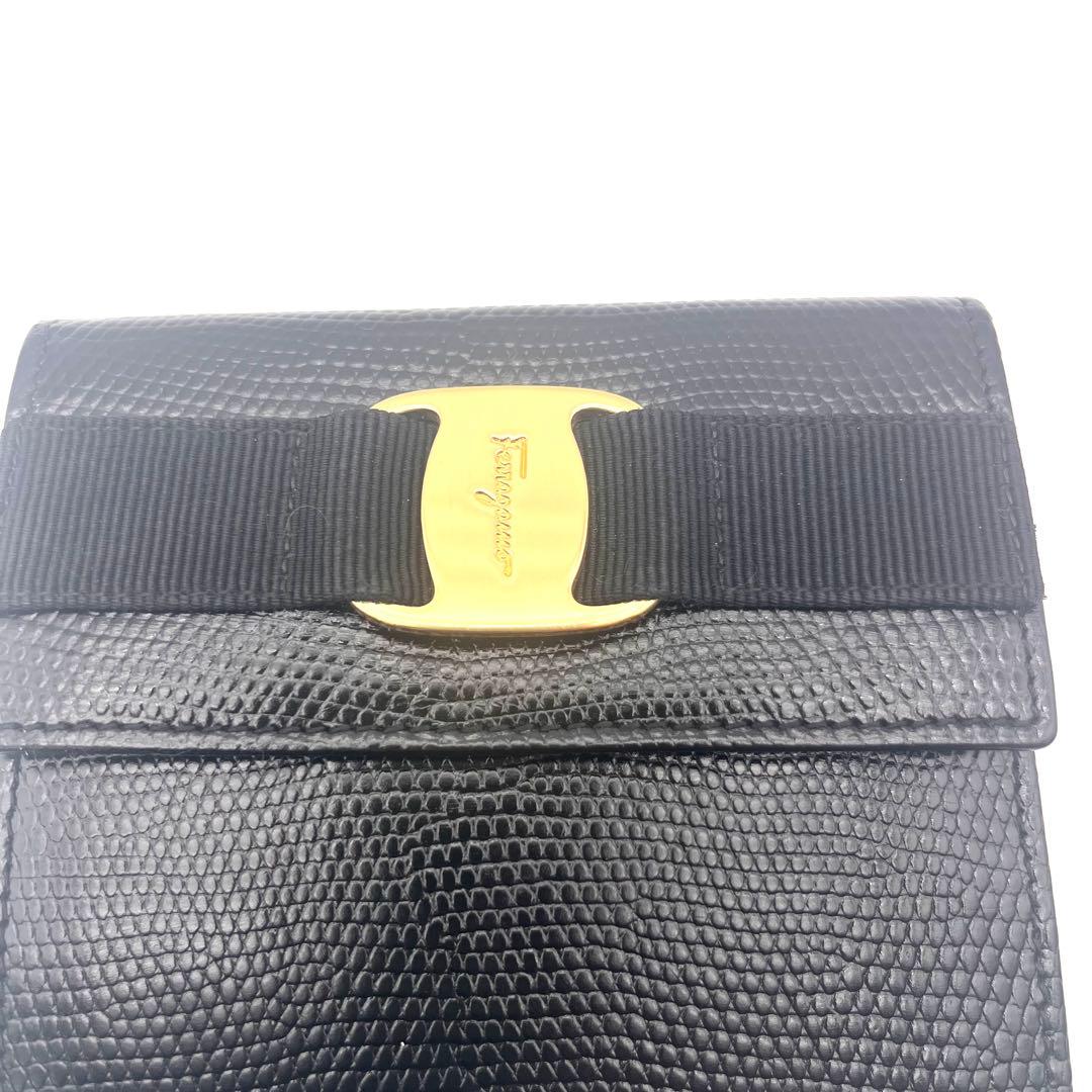 《未使用級》Ferragamo フェラガモ 二つ折り財布 ヴァラ・リボン