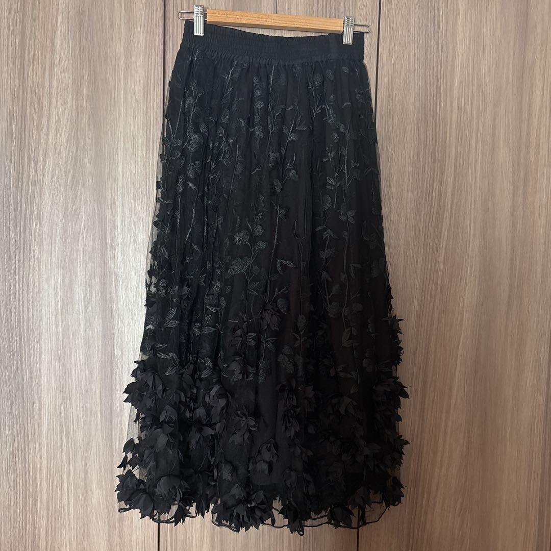 美品　ダブルスタンダードクロージングsov. 花柄チュールスカート 38