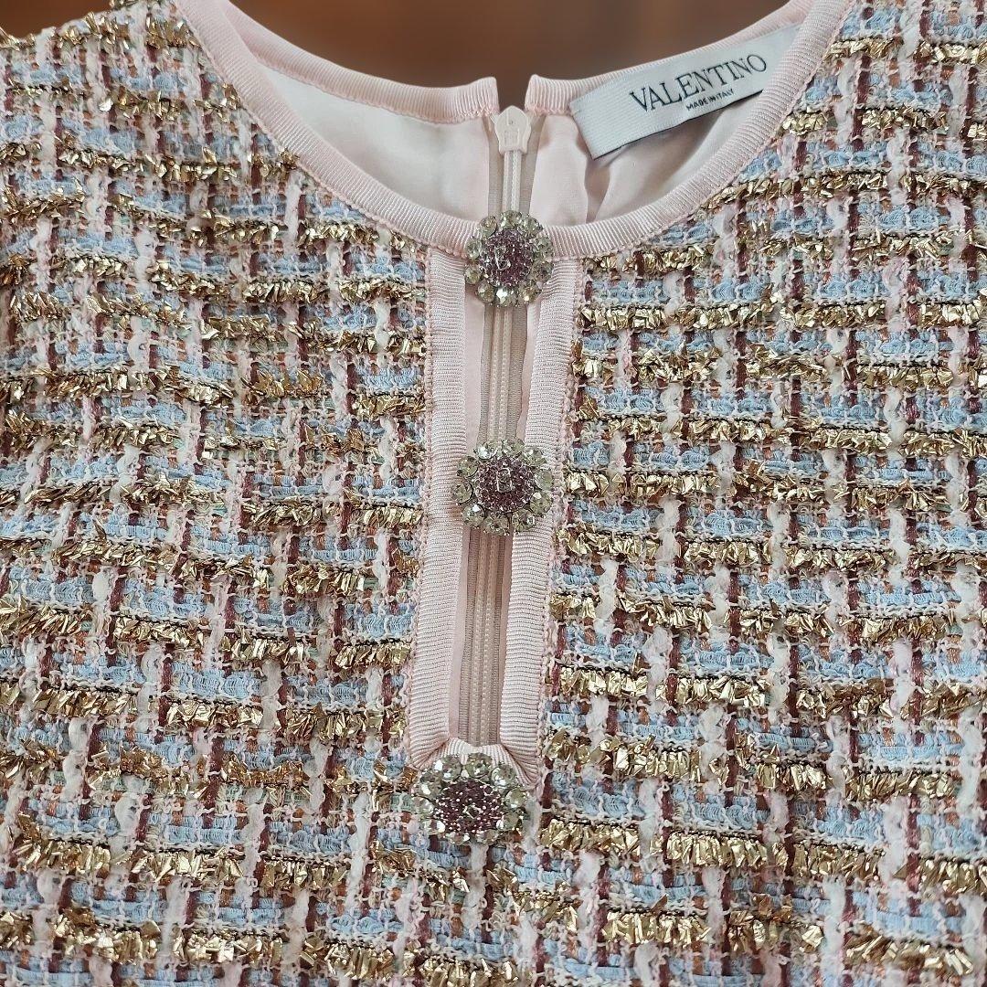 VALENTINO ツイード 半袖ワンピース