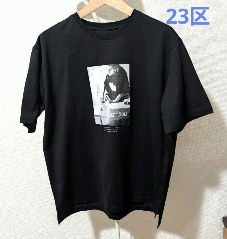 【新品】23区 プリント 半袖Tシャツ 黒 38サイズ