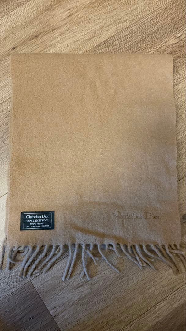 Christian Dior 100%ラムウール マフラー ベージュ