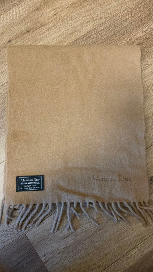 Christian Dior 100%ラムウール マフラー ベージュ