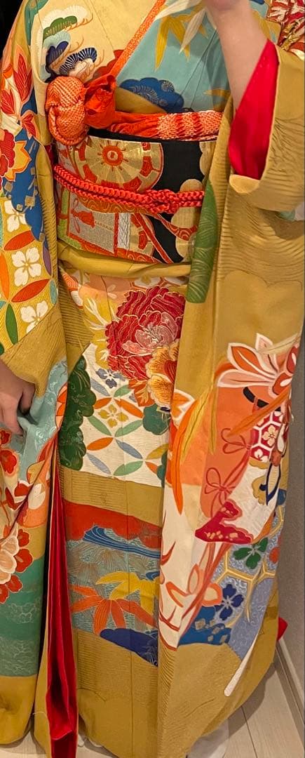 宝*マ様 【振袖】+バック草履セット＊成人式•黄色•花柄