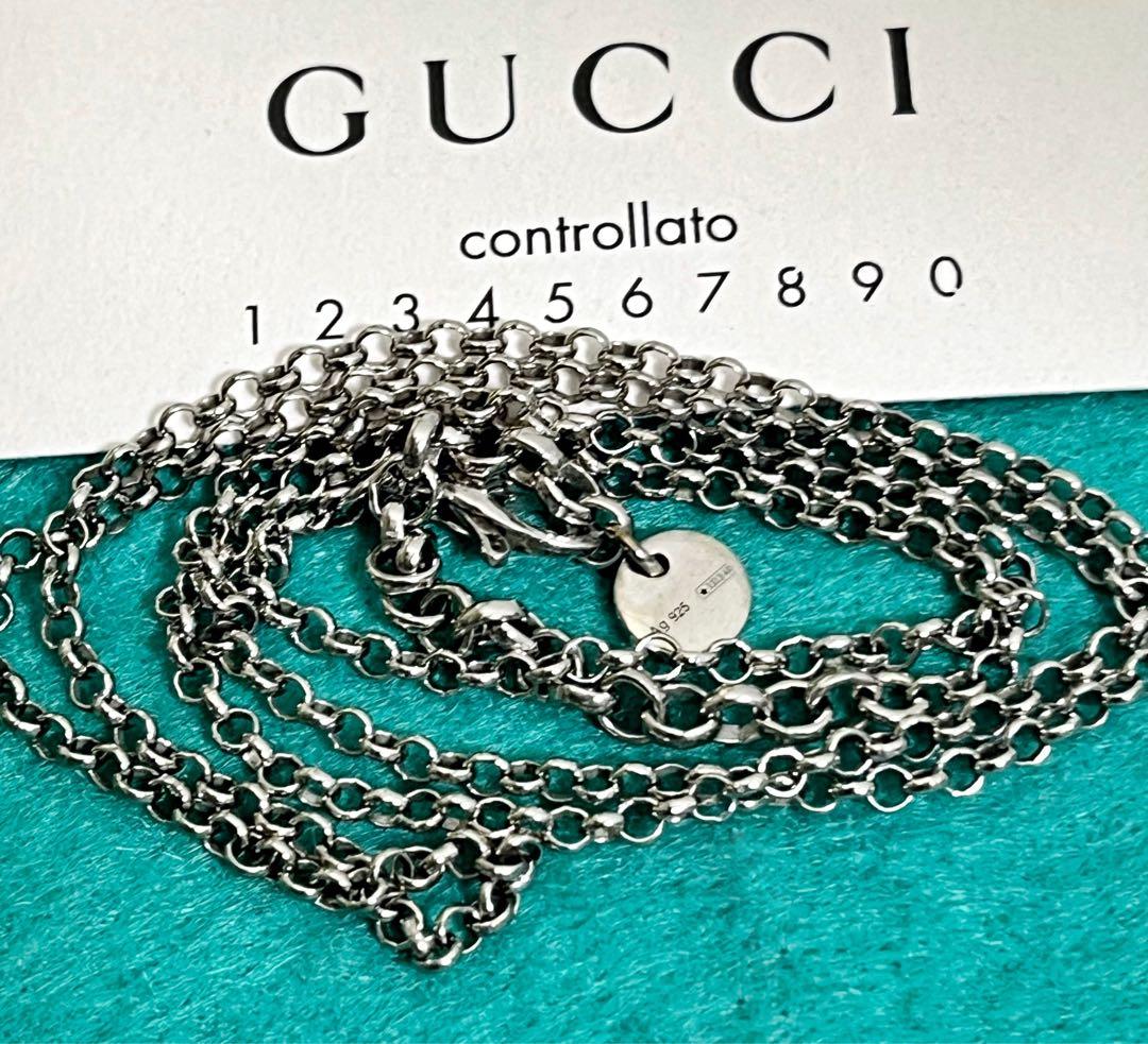 美品　GUCCI 2.2ミリ　クロームチェーンネックレス