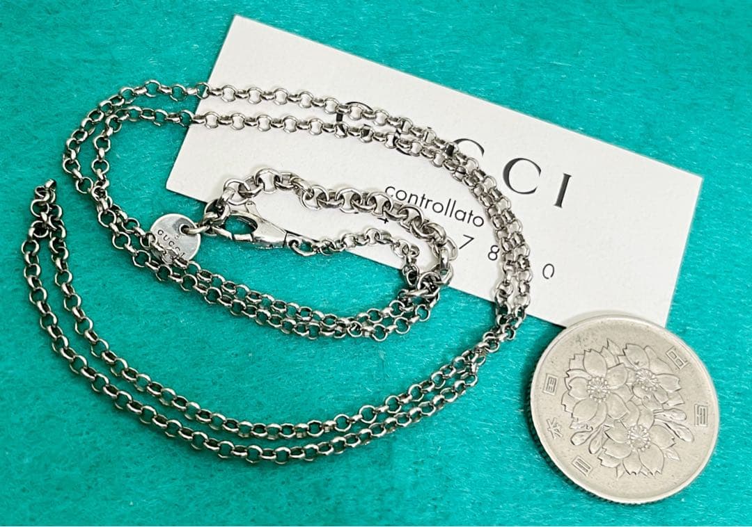 美品　GUCCI 2.2ミリ　クロームチェーンネックレス