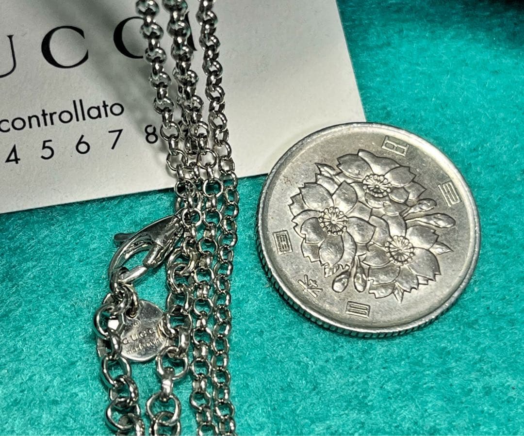 美品　GUCCI 2.2ミリ　クロームチェーンネックレス