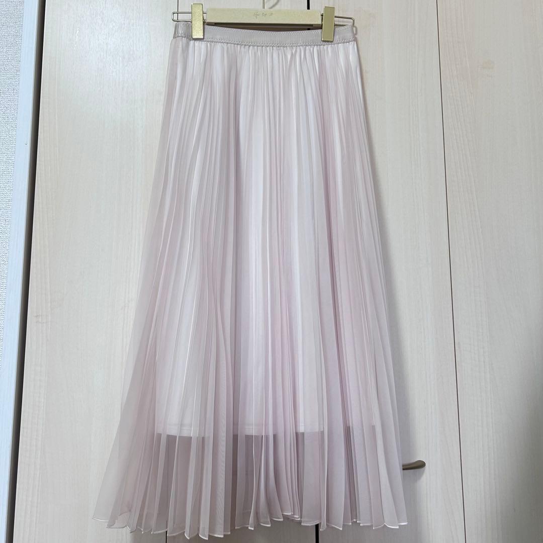 ANAYI アナイ マットオーガンジープリーツスカート 38 ピンクベージュ