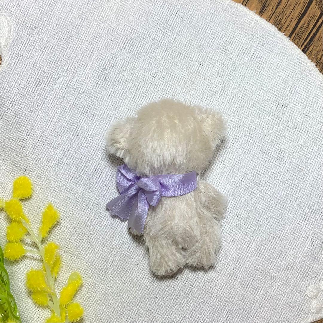 テディベア くすみホワイト色 小さな熊 シュタイフ ハンドメイド ぬいぐるみ