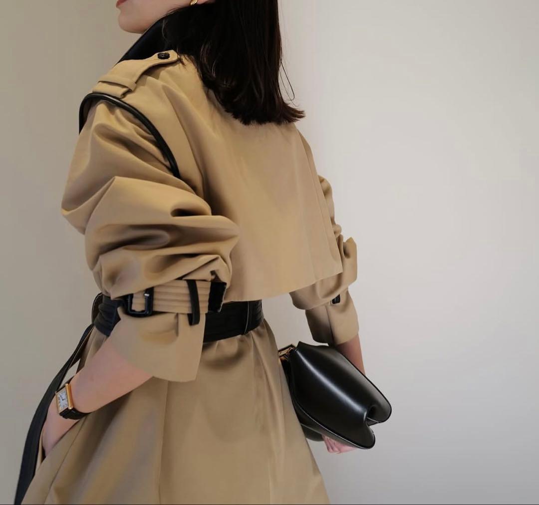 anuans ベージュ トレンチコート ベルト付き