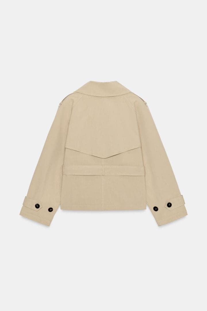 【新品】 ZARA ショートトレンチコート ショルダーパッド付き M