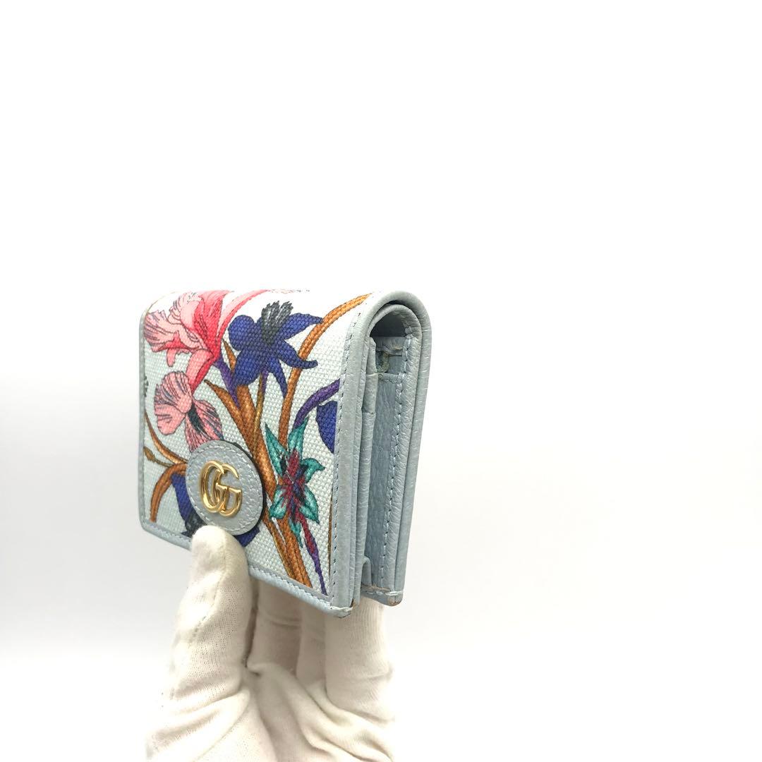 正規品　新品同様　グッチ財布　グッチ折り財布　　ggマーモント グッチフローラ