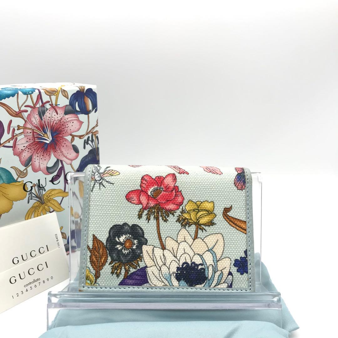 正規品　新品同様　グッチ財布　グッチ折り財布　　ggマーモント グッチフローラ