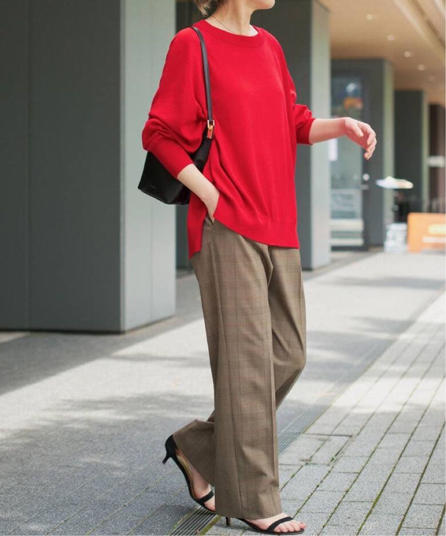 【spick&span】ウォッシャブルラグランスリーブプルオーバー　赤