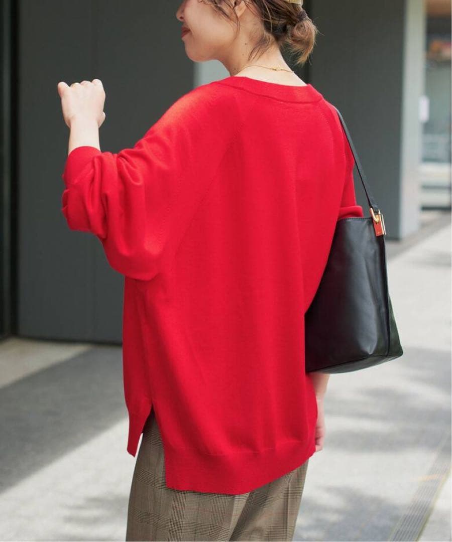 【spick&span】ウォッシャブルラグランスリーブプルオーバー　赤