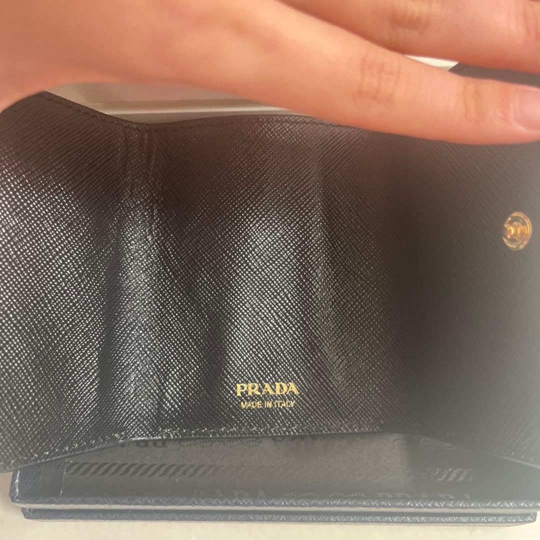 【新品】PRADA プラダ 三つ折り財布 コンパクトウォレット レザー ロゴ 黒