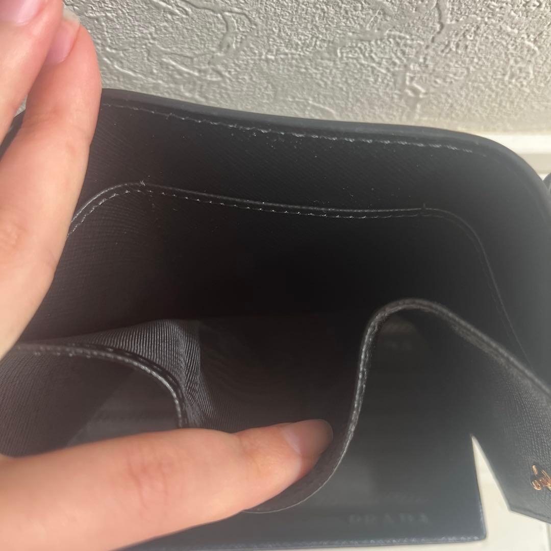 【新品】PRADA プラダ 三つ折り財布 コンパクトウォレット レザー ロゴ 黒