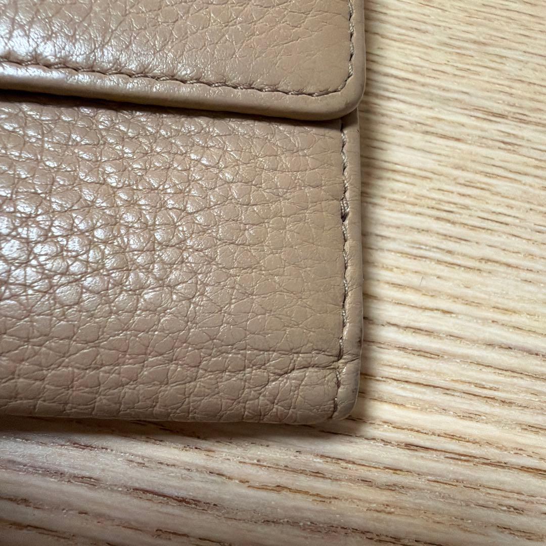 【PRADA】三つ折り財布 レザー ベージュ コンパクトウォレット ミニ財布