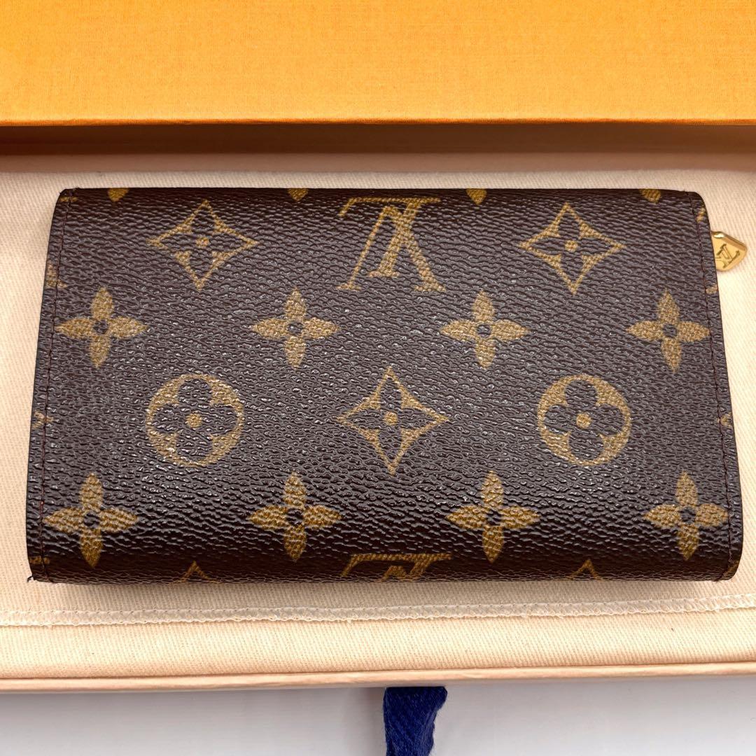新型ルイヴィトン　二つ折り財布　ポルトフォイユ　トレゾール　モノグラム　茶　L字
