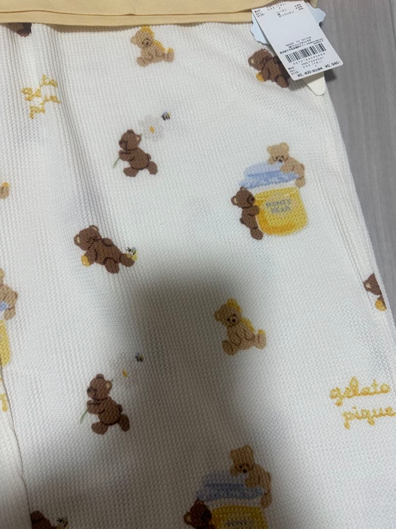 最終値下　ジェラートピケ　はちみつベア柄　上下set 新品
