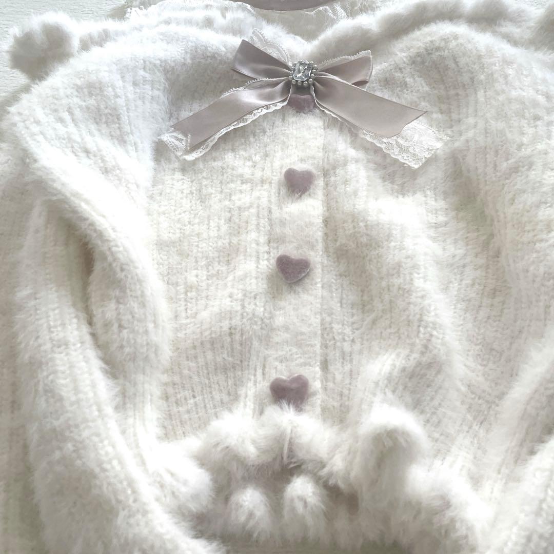極美品♡LIZLISA レイヤード風肩あきニット　ホワイト　ピンク