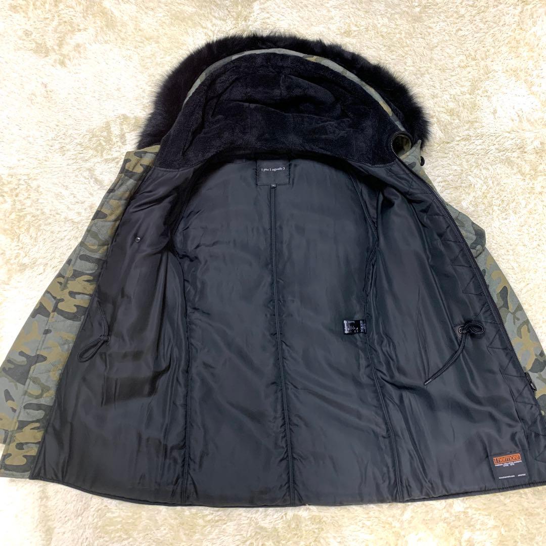 【未使用】1piu1uguale3　モッズコート　M　カシミヤ　狐　迷彩　レザー