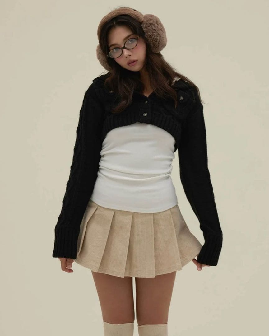 トップス ANDMARY Mary logo cable knit set black