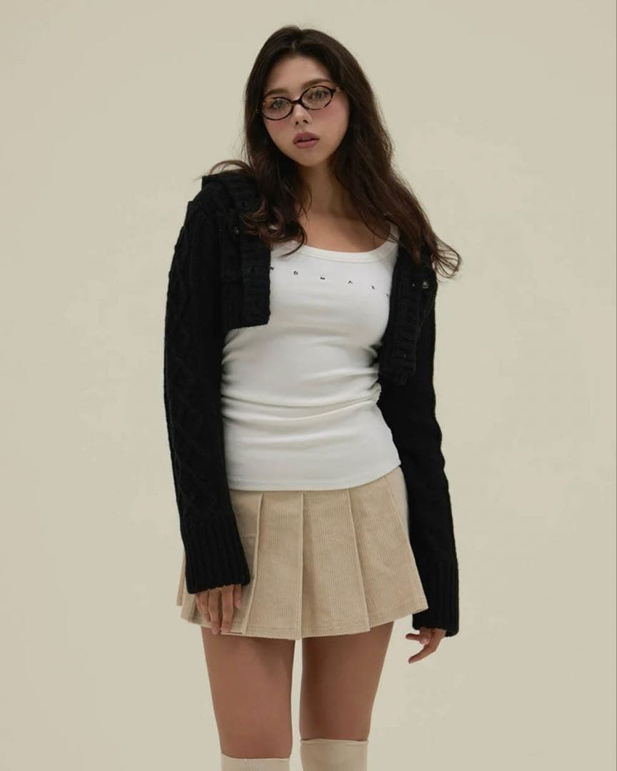 トップス ANDMARY Mary logo cable knit set black